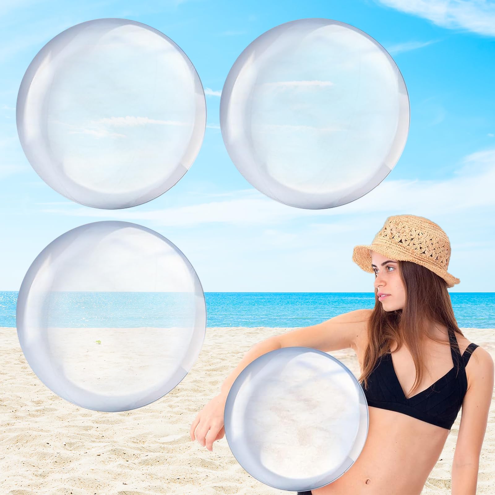 UPKOCH 3pezzi Pallone Gonfiabile Da Spiaggia Con Glitter Palla Mare Decorativa Per Giochi Acquatici e Feste Inclusa Pompa Materiale Resistente e Riutilizzabile Perfetta Per Ragazzo