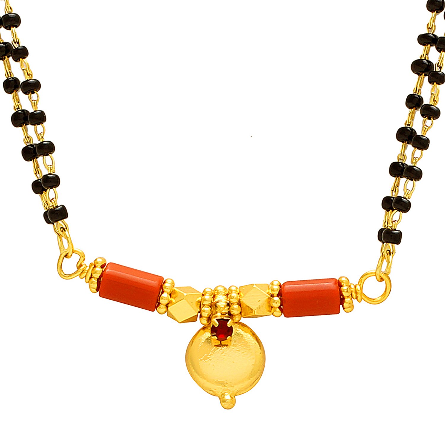 Missmister Gold plated Ruby Red CZ studded Red Single wati Mangalsutra for Women (MM1293MSSV)-image-41