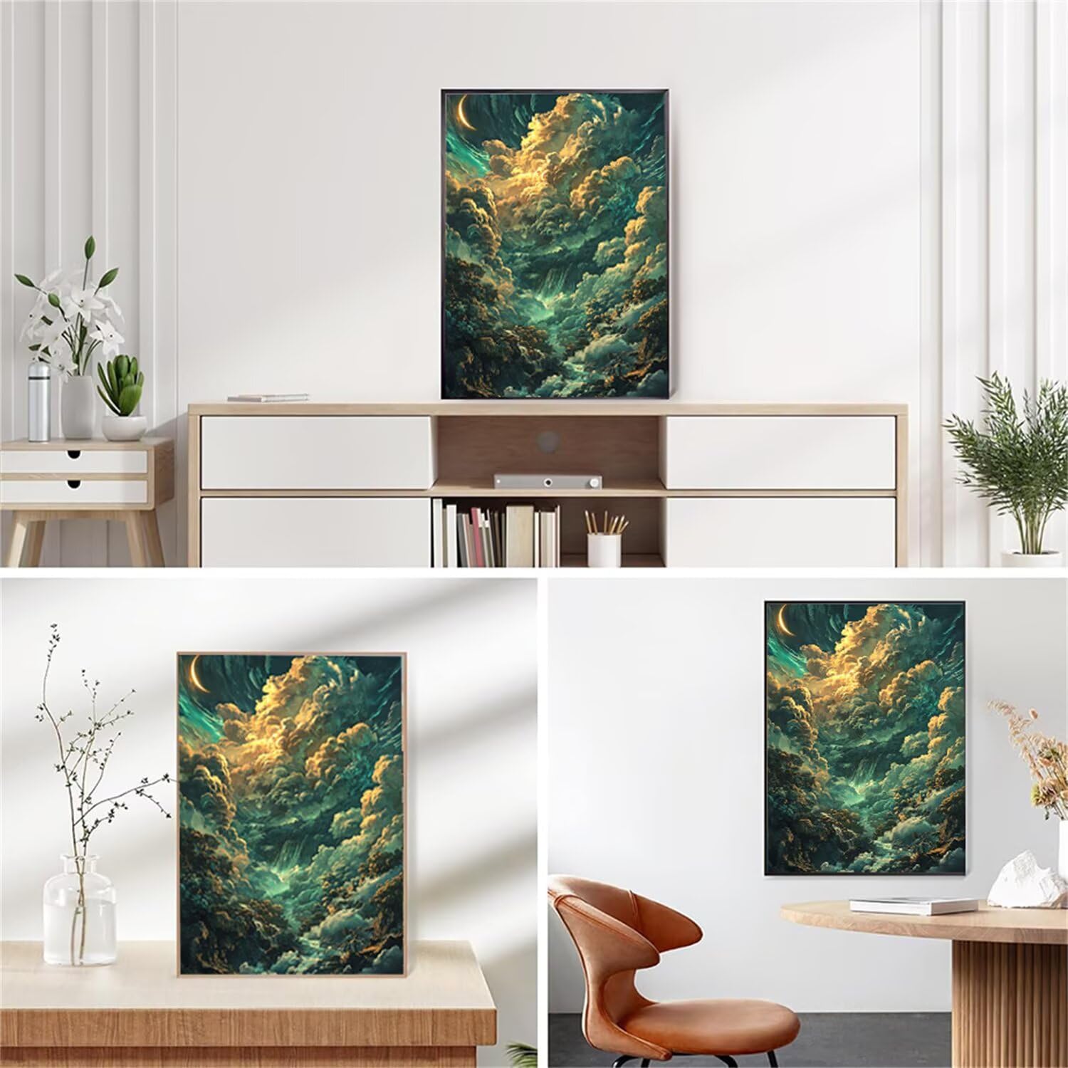 Diamond Painting Chmura Diamentowe Malowanie Dzieci Księżyc Diamentowe Malarstwo Dorosły, 5D Diamenty do Rzemiosła, Diamentowe Rysunki dla Dorosłych Początkujących, Wystrój Domu, Prezenty 60x80cm J0
