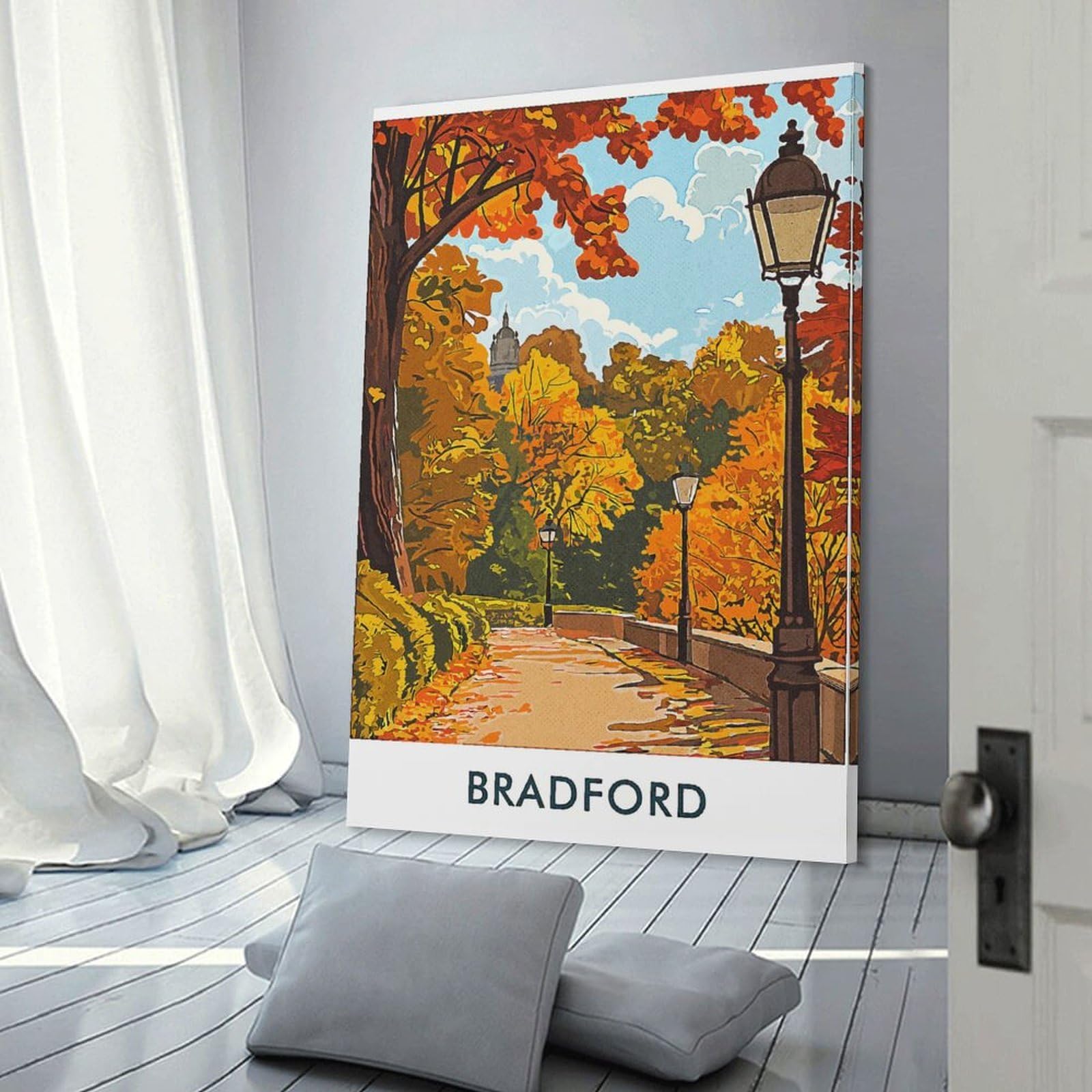 Junmoney Bradford Autumn Path Wall Art Print, 24x36inch(60x90cm), for Workspace Walls, Study Corners Or Bedrooms, A Smart Decor Choice for Study Walls
