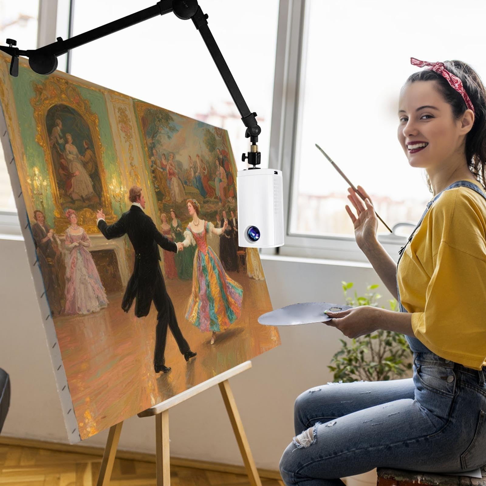 Projecteur d'art pour tracé, projecteur de dessin pour enfants et adultes, projecteur de croquis intelligent avec USB et support de téléphone pour peinture murale sur toile et croquis (blanc)