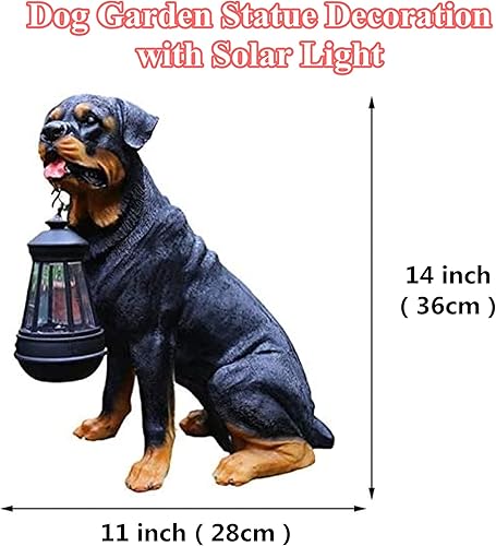 Miniatura 2 de Estatuas de perro Rottweiler de jardín, decoración solar Rottweiler para exteriores, luces solares para exteriores, estatua de jardín, adornos
