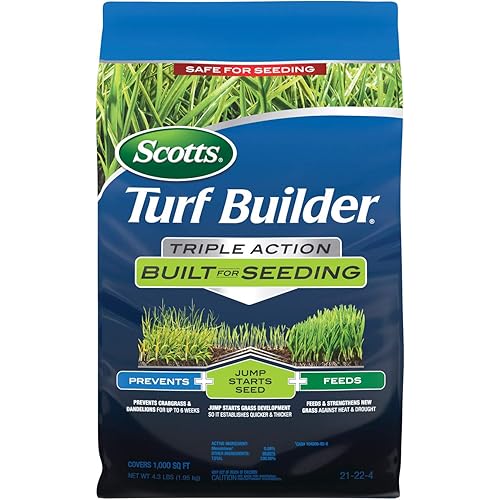 Scotts Turf Builder Triple Action Built For Seeding - Weed Preventer and Fertilizer for New Lawns, 1,000 sq. ft., 4.3 lbs.