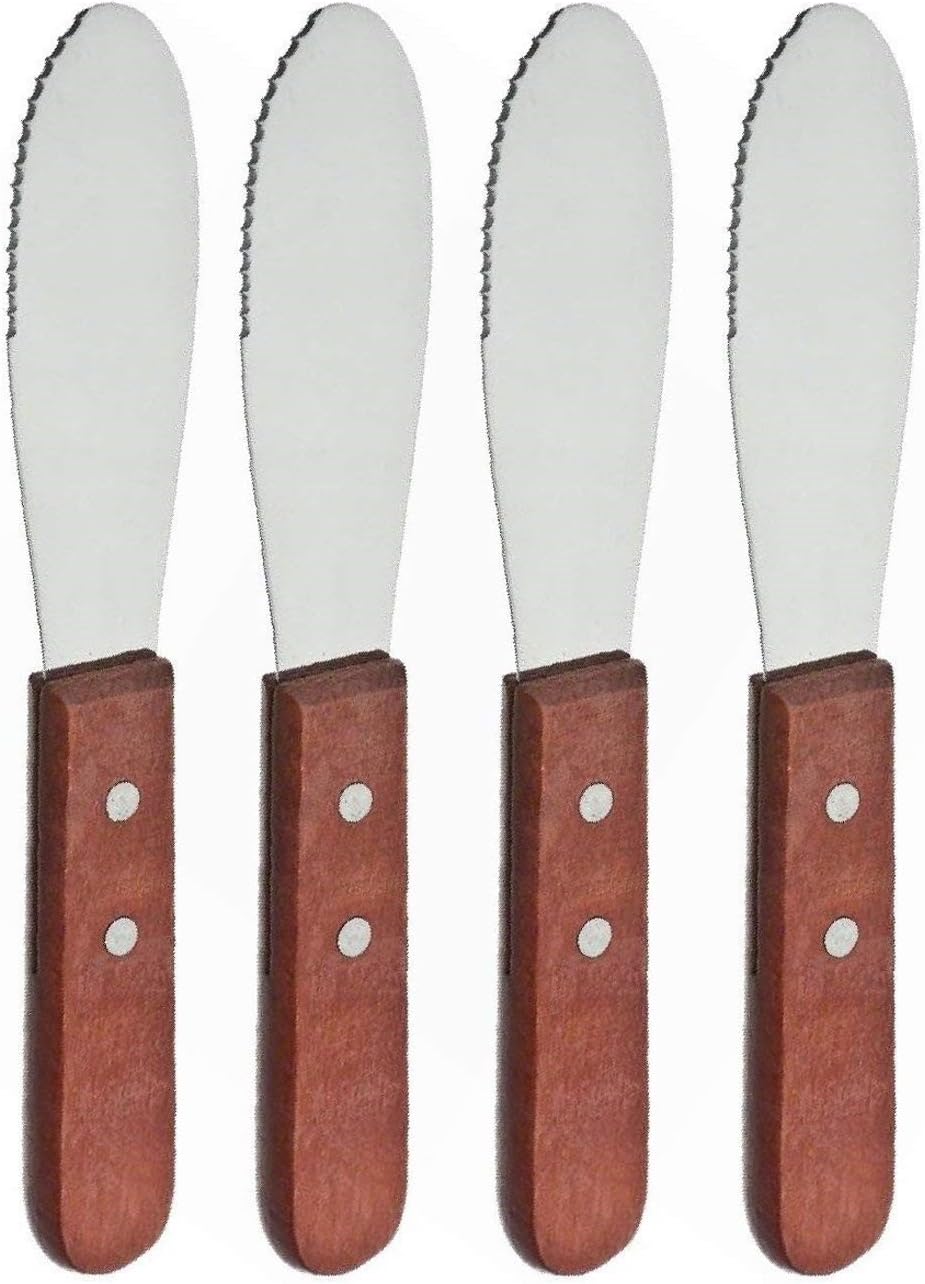 Adorox Wide Stainless Steel Spreader Kitchen Knives for Sandwiches Butter Cheese (Set of 4)
