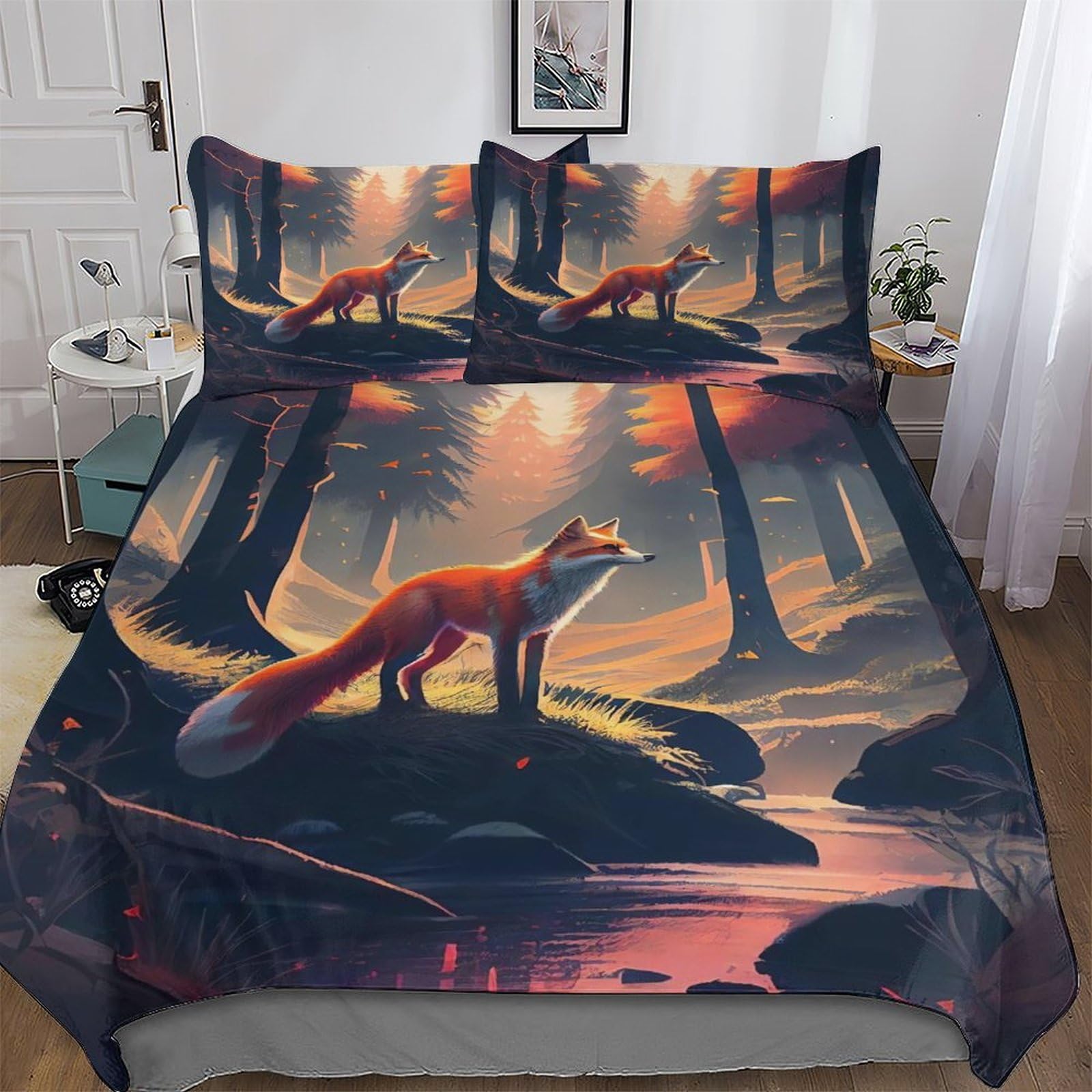 Housse de couette renard en microfibre premium à impression 3D durable