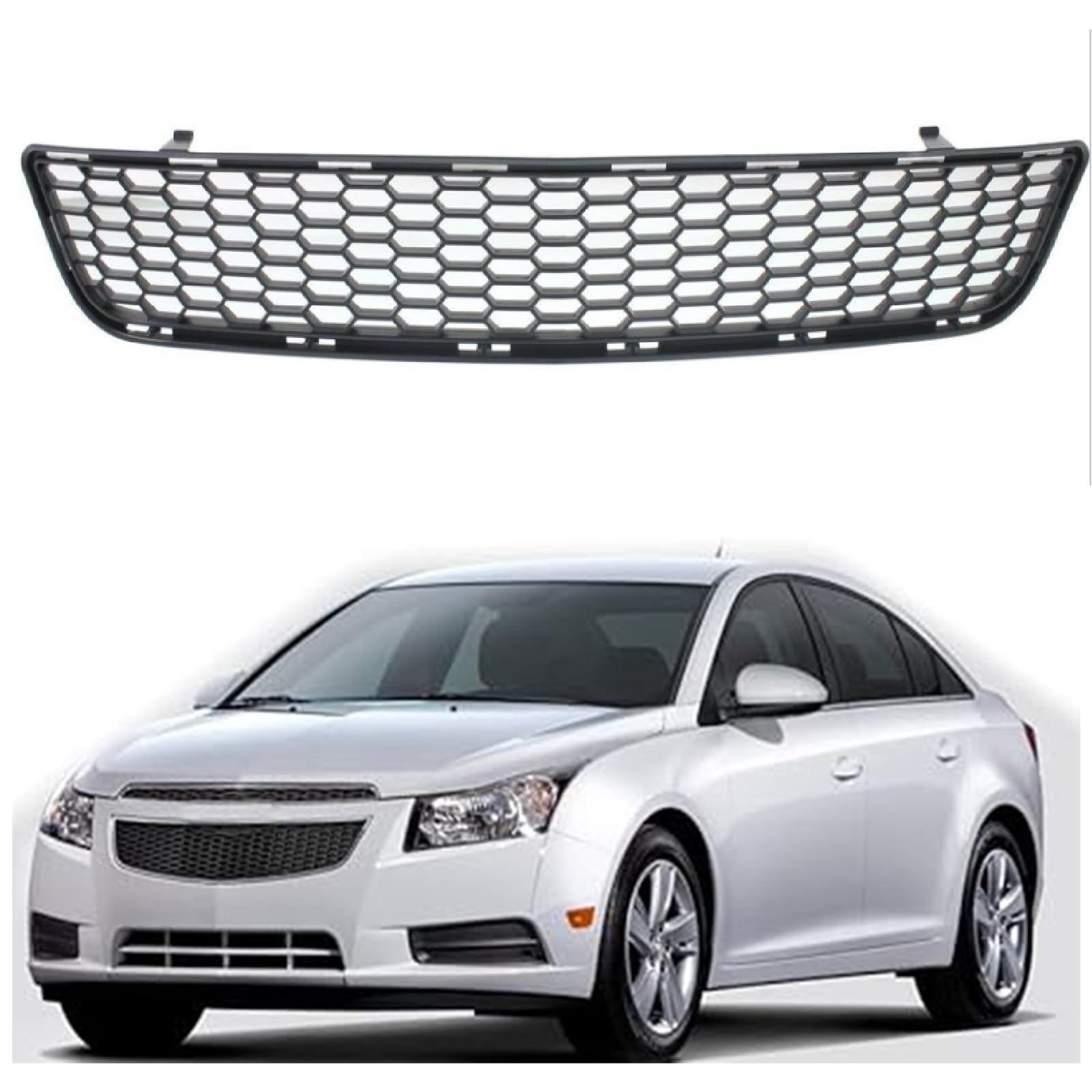 Front Upper Bumper Grille Compatible with 2011 2012 2013 2014 Chevy Cruze LS LT LTZ ECO Base Mesh Bumper Grille