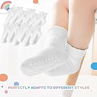 Vista 6 de Calcetines con Agarre Antideslizantes de Algodón para Bebés y Niños Pequeños, Niños y Niñas, Paquete de 12 Calcetines de Tobillo Lindos para Niños
