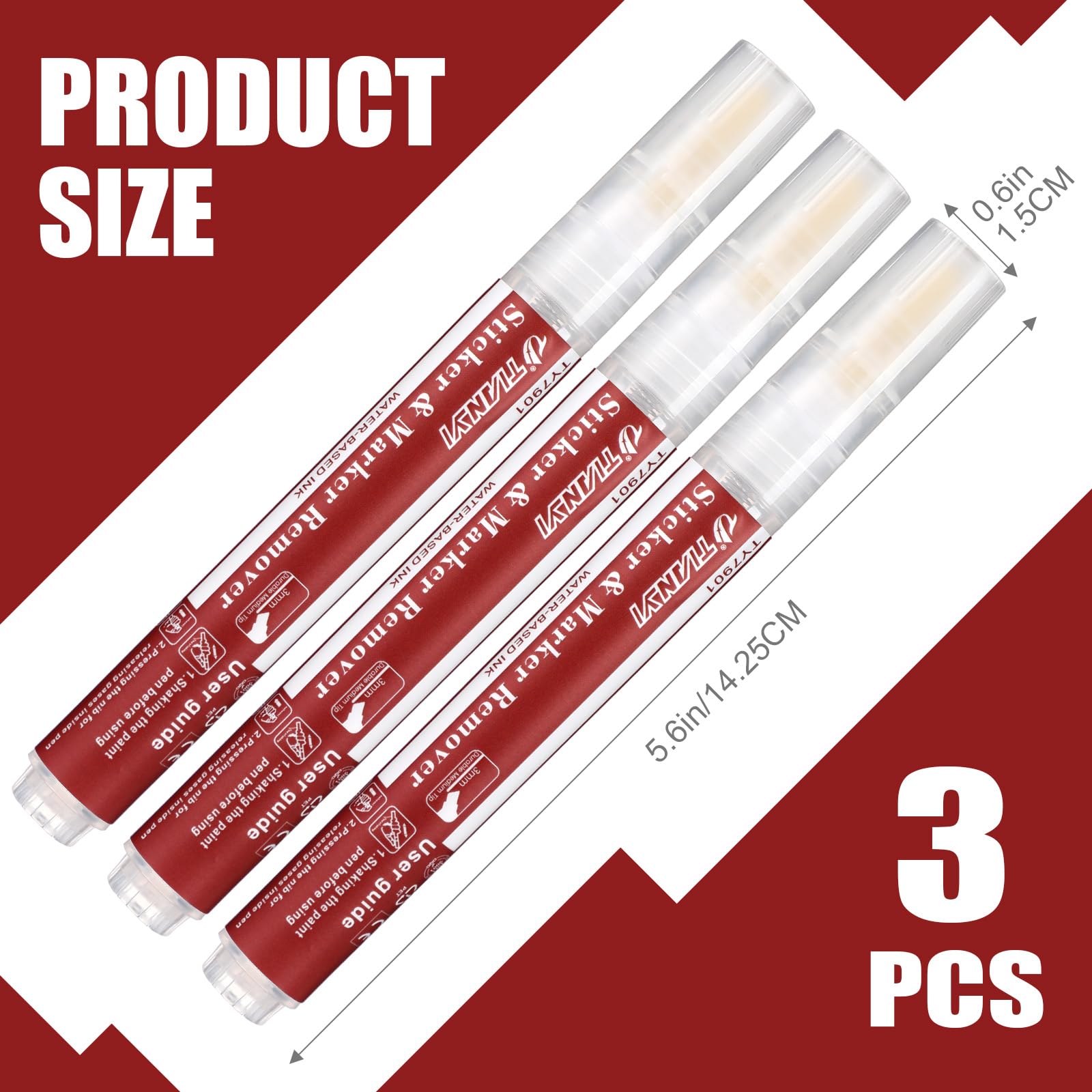 Marspark 3 Pcs Adhesive Remover Pens for Sticky Residues Multi-Surface Sticker Removal Marker Remover for Furniture Tile Floor Glue Tape Decal Label Sticker