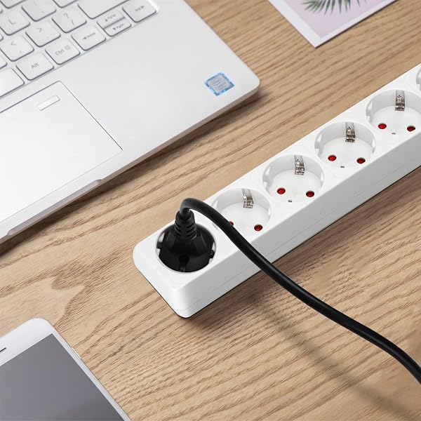 Aigostar Regleta alargador de 6 enchufes con Cable de 3 Metros e Interruptor. Color Blanco - 4