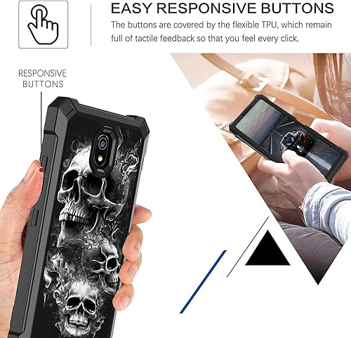 Miniatura 5 de Funda para Nokia C100 con protector de pantalla de vidrio templado, doble capa resistente a prueba de golpes de policarbonato duro + cubierta de