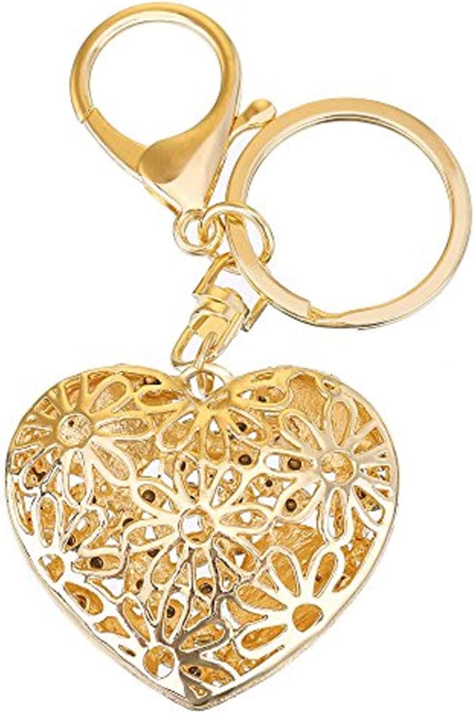 Flowers Ball Keychain and Sweet Love Heart Rose Flower Crystal Keyring, 2 Pieces keychains for women