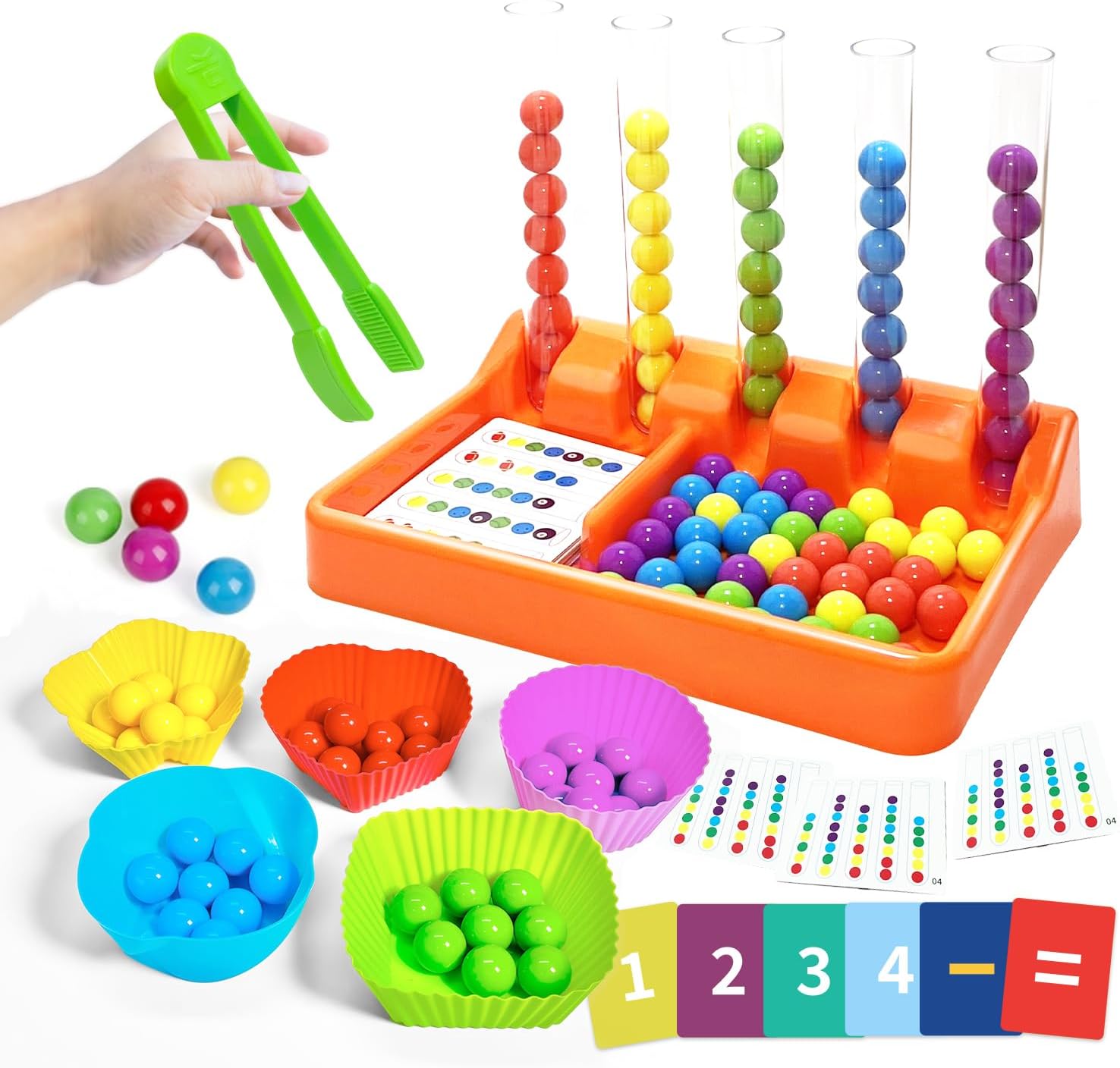 Counting and Color Sorting Kit Toy, Preschool Kindergarten Learning Activities, Math Manipulatives Supplies Matching Games, Fine Motor Skills, Educational Montessori Toys for Kids 3 4 5 6 7 8 Year Old