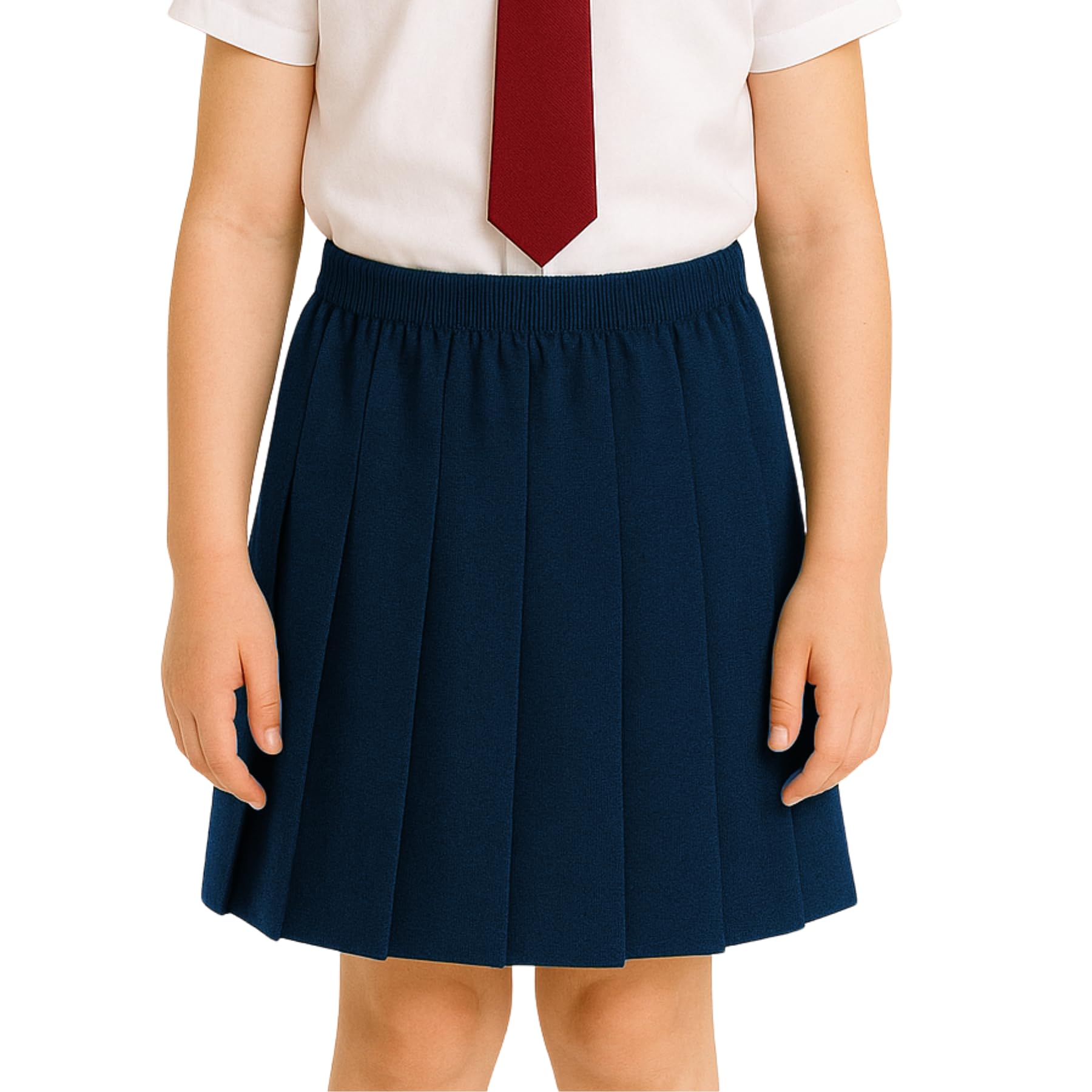 Schoolstitch Girls Navy Schoolstitch® Elasticated Waist Skirt Box Pleated School Skirt