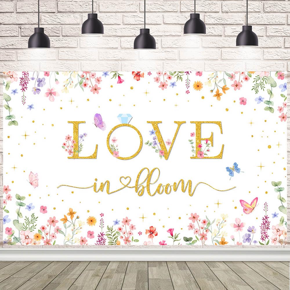 AIBIIN Love in Bloom Bridal Shower Decorations Backdrop Wildflower Wedding Shower Background Lower Floral Engagement Wedding Bachelorette Party Decor