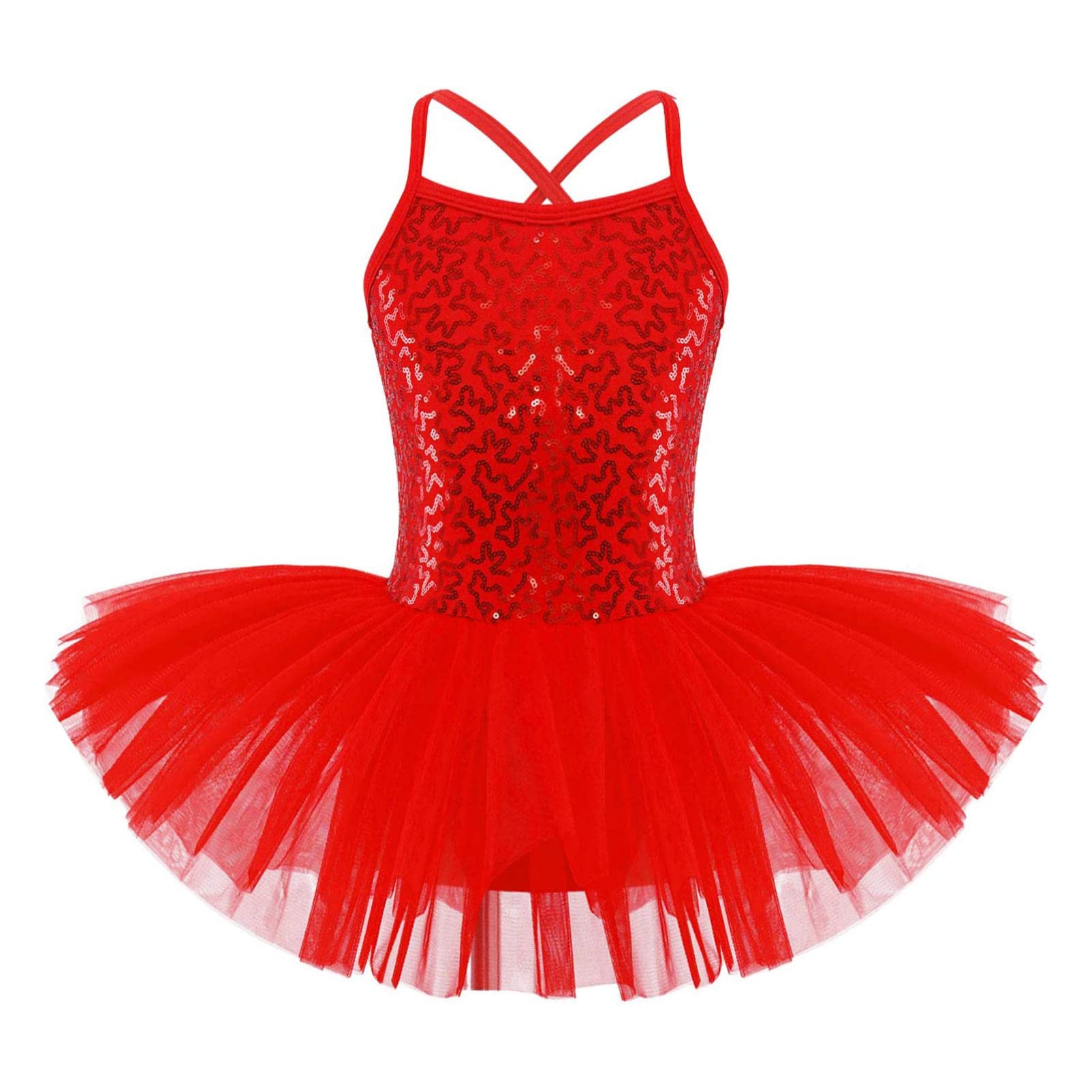 CHICTRYGirl's Ballerinas Sequined Ballet Dance Dress Fancy Party Tutu Leotard Skirt Costume Dancewear