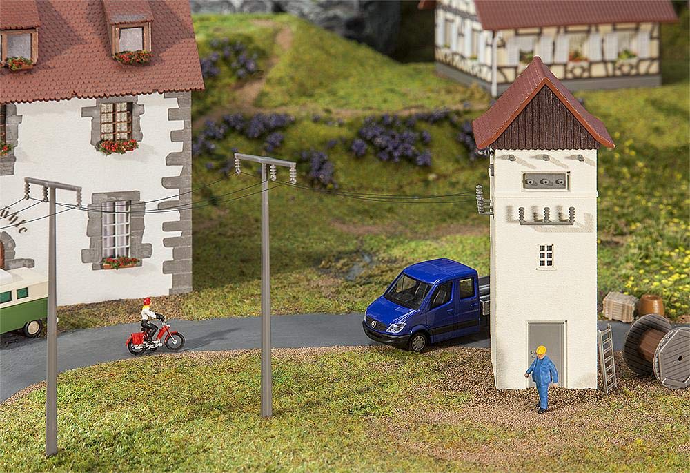FALLER FA 120241 Transformer House with Power Poles, Accessories for Model Railway, Model Making