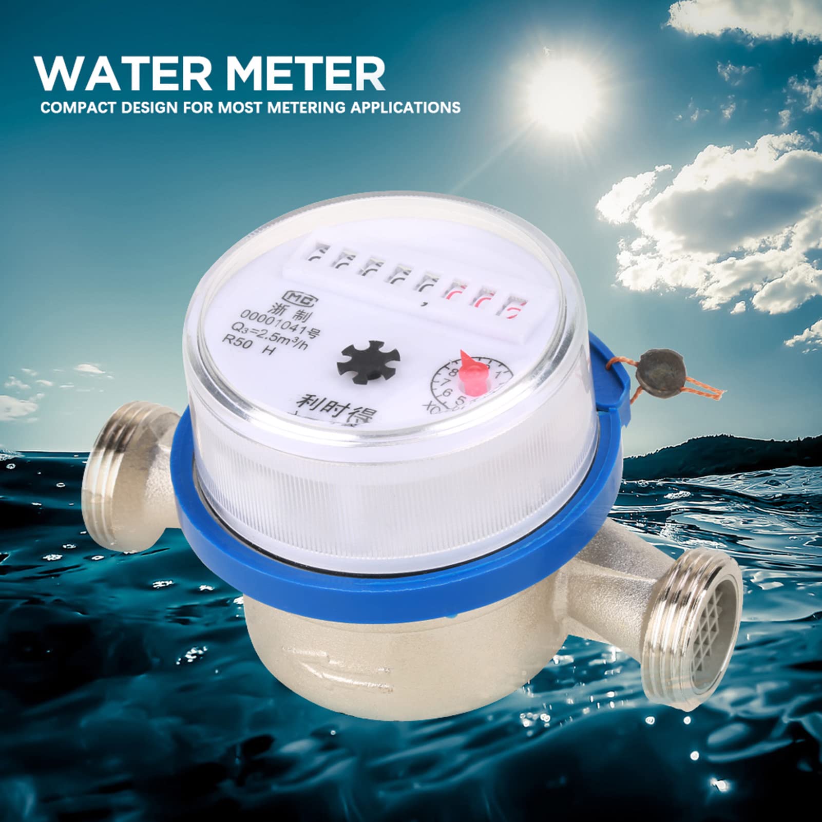 Compteur D'Eau, Compteur D'Eau, Débitmètre, Dosage De Liquide De Mesure, Application, Compteur D'Eau Sèche, Débit Unique, Compteur D'Eau Froide Sèche, Diamètre 15 Mm, 1/2", 360 ° Libre