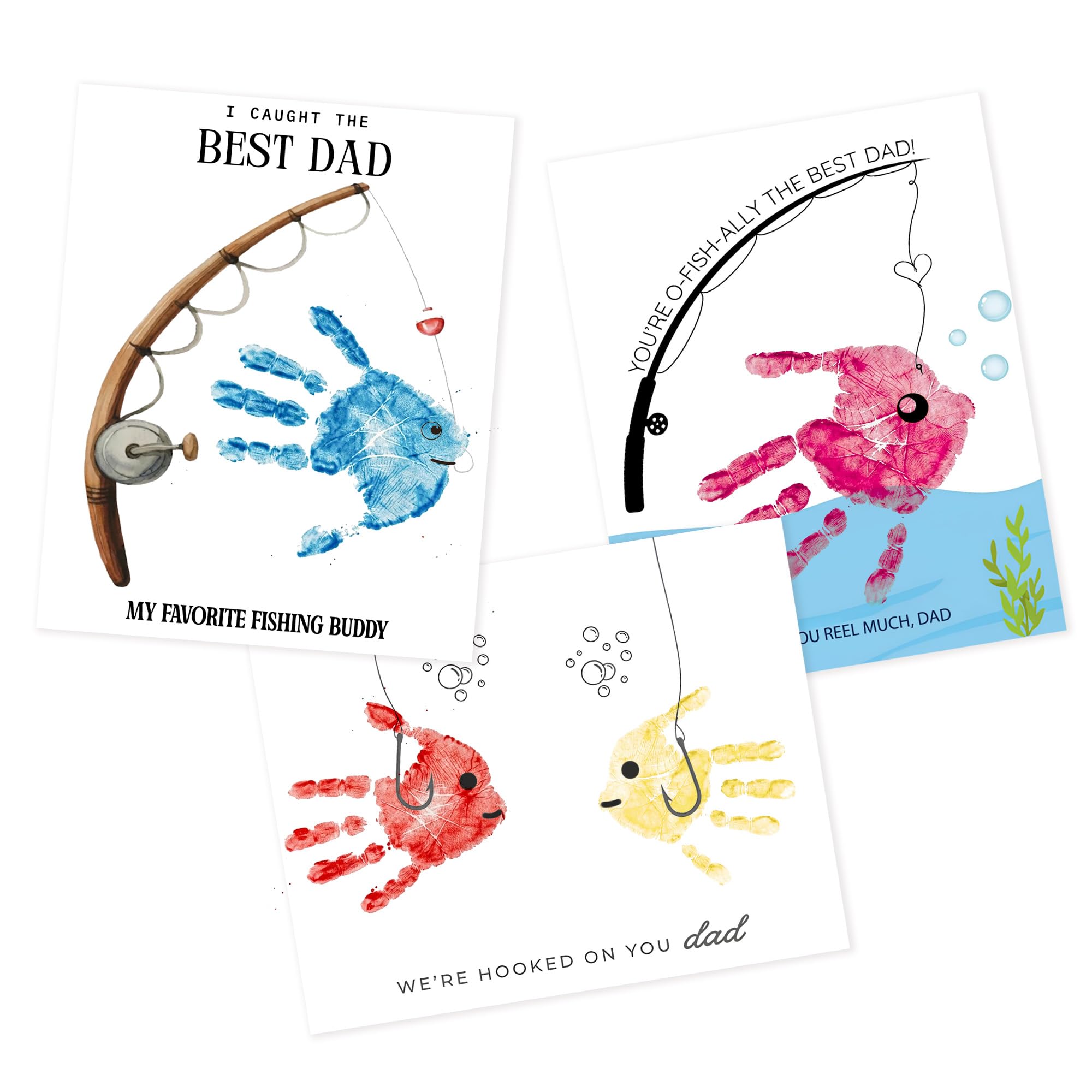 Fathers Day Crafts from Kids - Custom Handprint Set 3, Personalized Best Dad Ever Handprint Kit Family Handprint Craft Keepsake Personalized Fathers Day Dad Gifts from Kids Daughter Son for New Dad