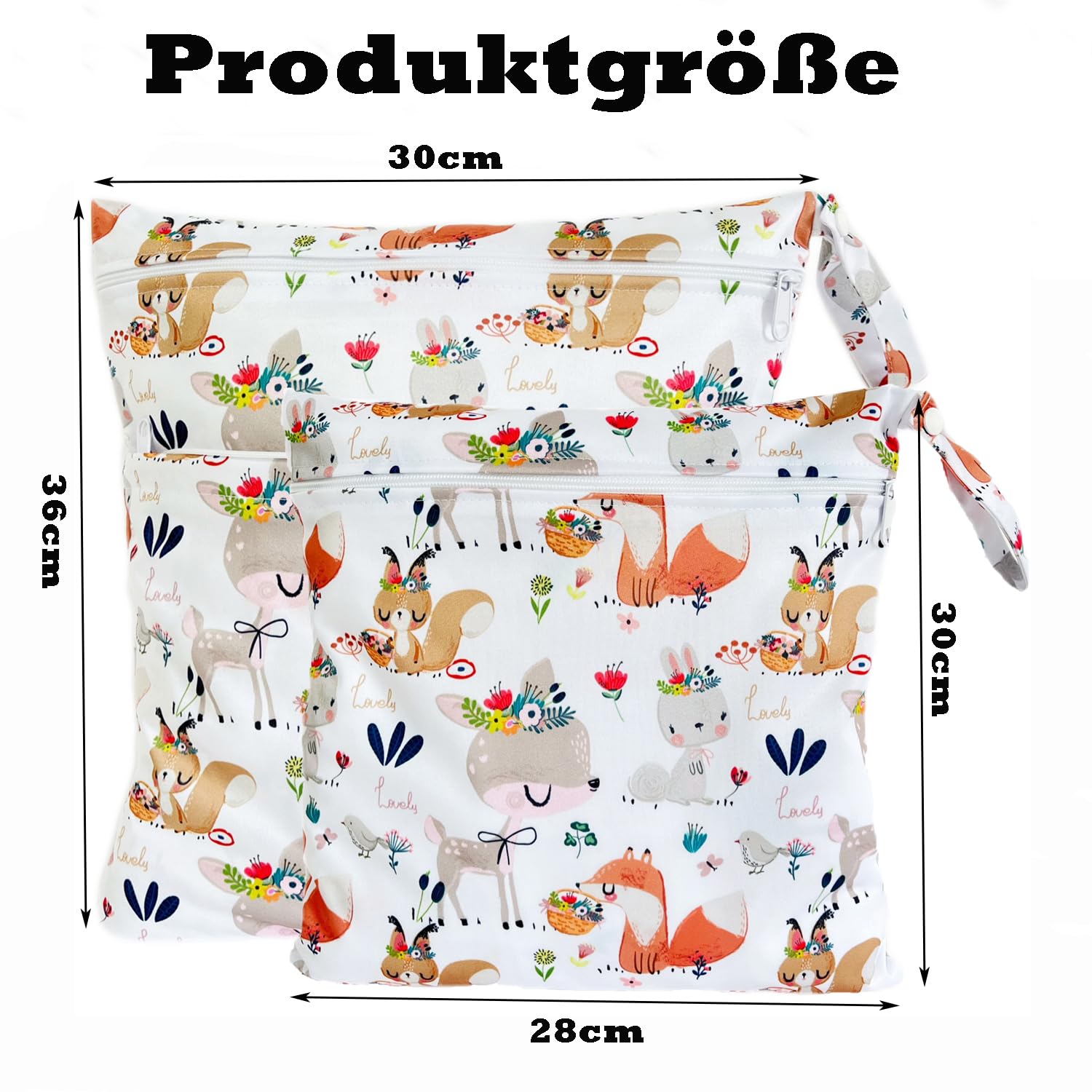 TRASUN Wetbag Kindergarten Nasstasche Windel Taschen Schwimmsachen Nassbeutel Nasse und Trocken Wickeltasche 2er Wasserdicht Waschbar Nassbeutel Organiser für Kleinkind - 3