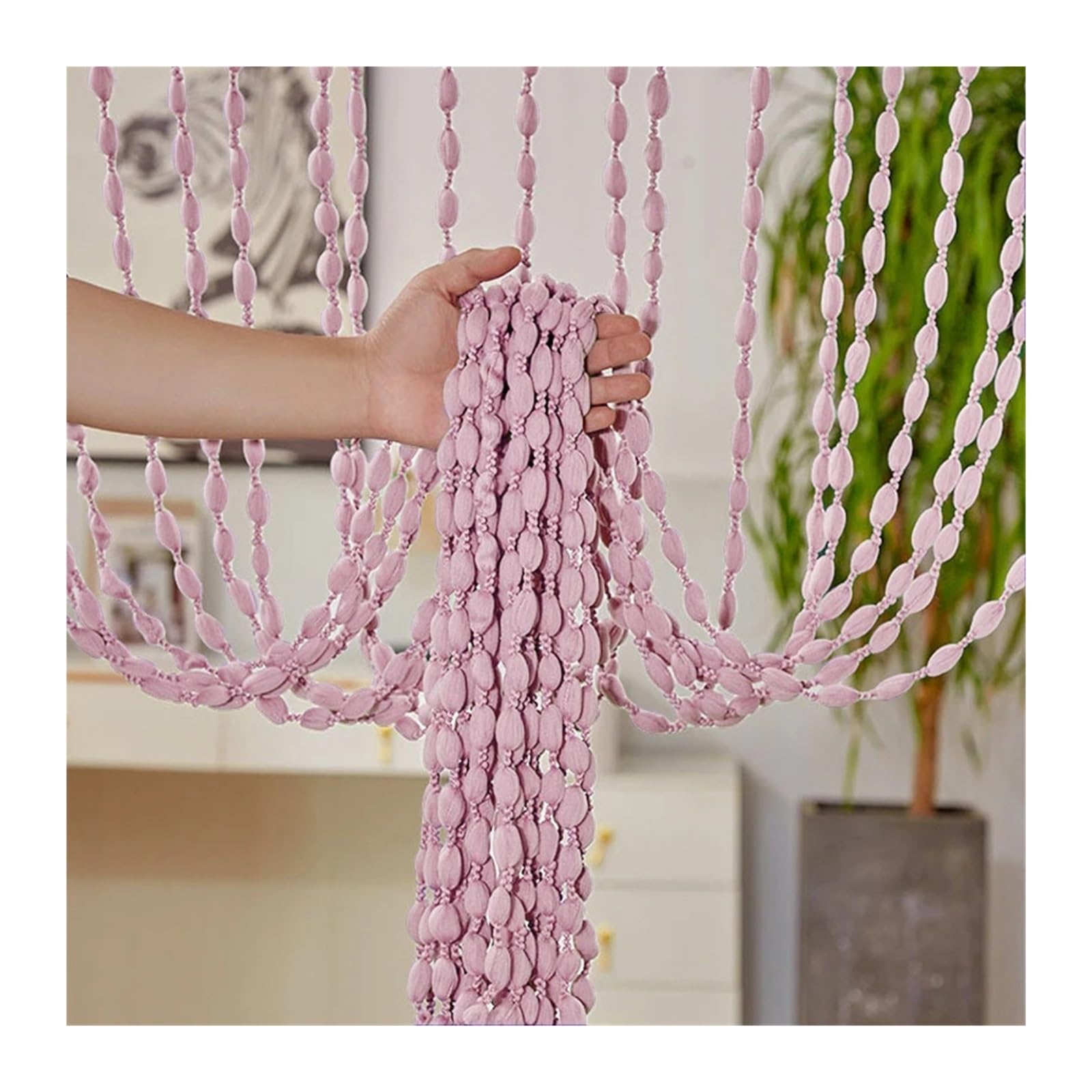 DFGBAPKBL beaded door curtain Polyester Door Beaded Curtains Lantern Tassel Cord Hotel Wedding Salon Window Line Decoration For Room Divider(Pink)