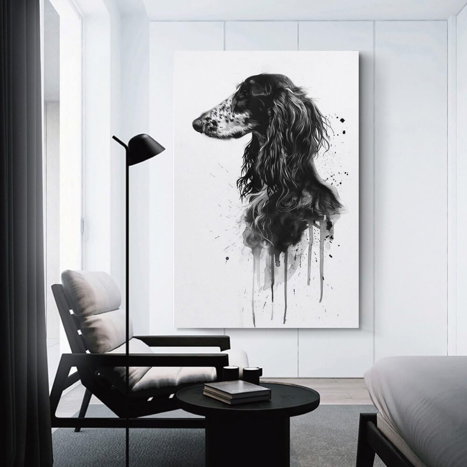 Junmoney Canvas Wall Decor Afghan Hound Watercolor, 24x36inch(60x90cm), for Restful Interiors, Bedrooms Or Small Rooms, Canvas Wall Decor for Personal Spaces