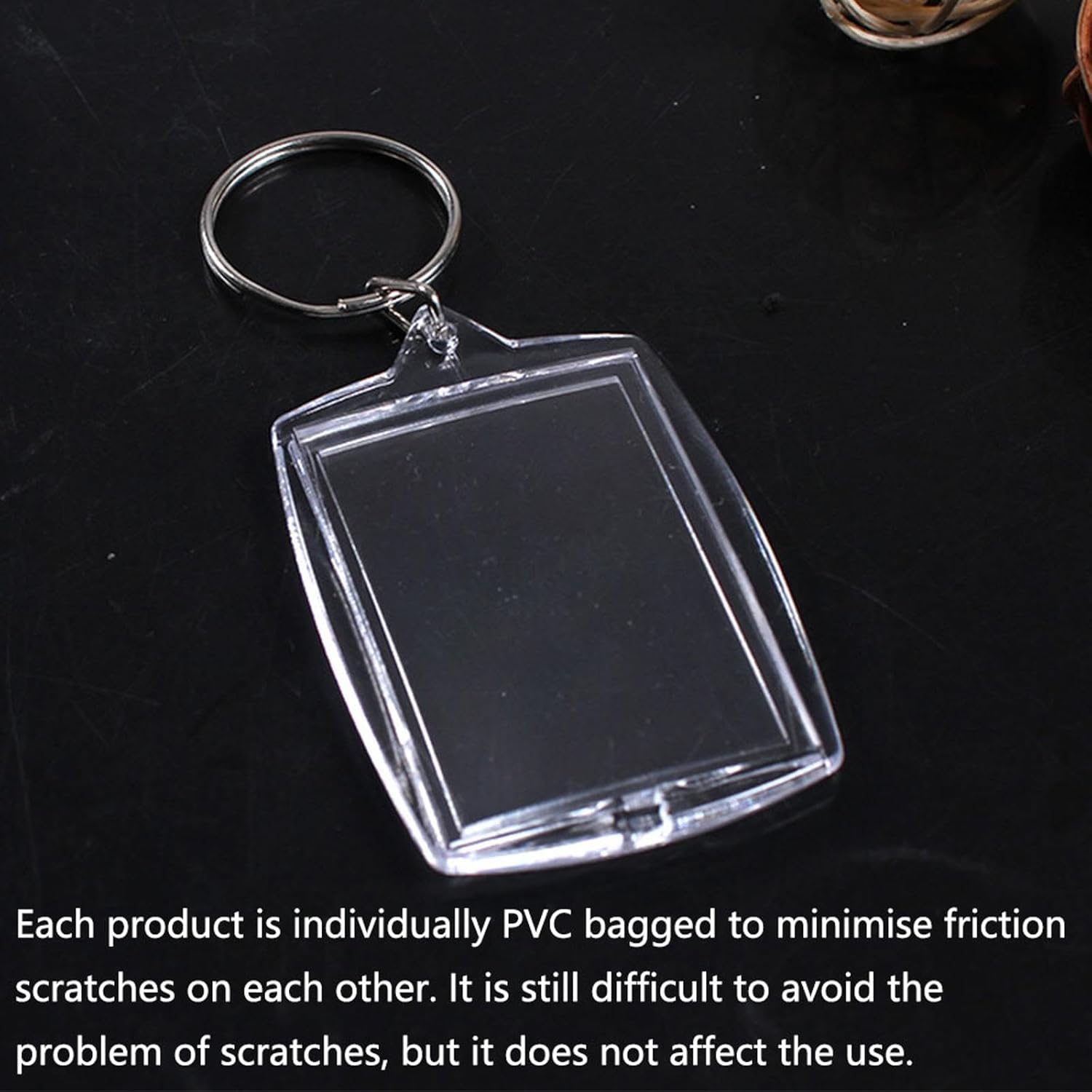 100 Pcs Acrylic Blank Photo Frame Keychain Pendants, Double-Sided Clear Rectangle Keychain Picture Holder for Friends DIY Crafts, Easy to Use