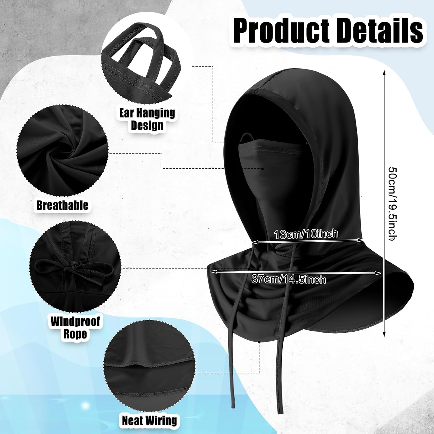 Frienda Balaclava Ski Mask and Arm Sleeves Sun Protection Hood Breathable Full Head Mask Face Cover for Men Women