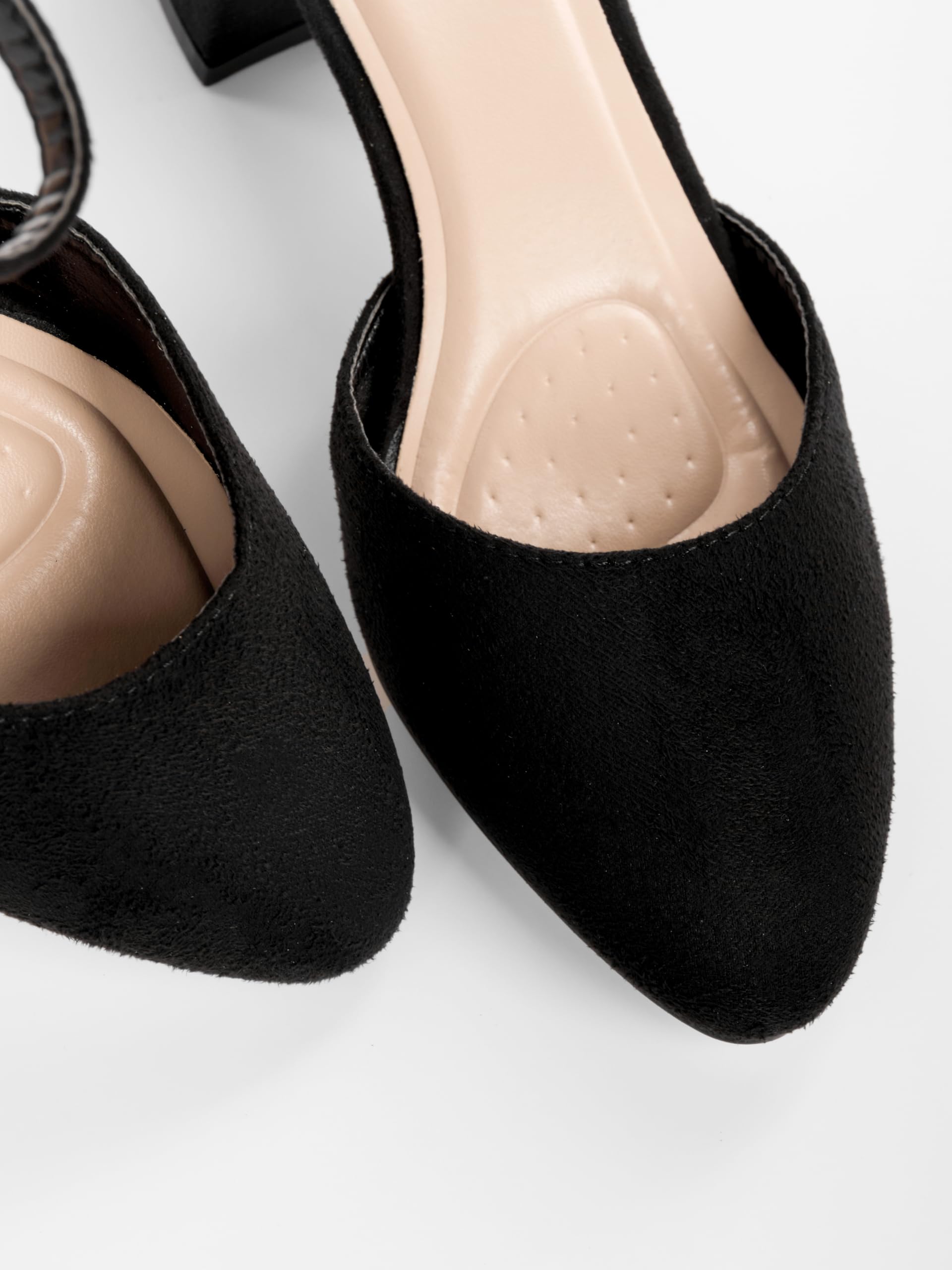 Tacones, Zapatos de Tacón Mujer, 4 cm Tacón Bloque, Negro/Beige, Piel sintética/Microfibra, 12692