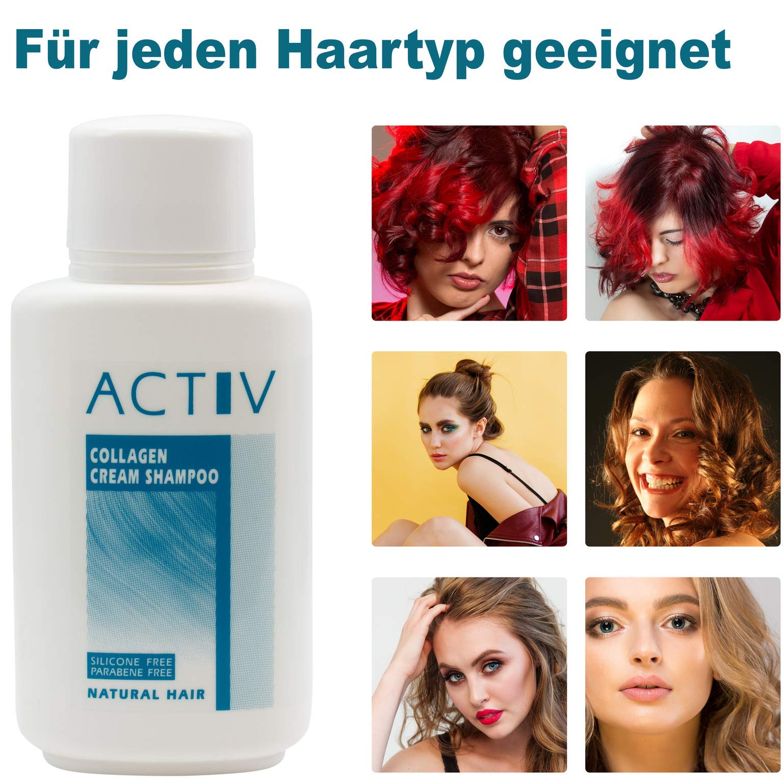 GFH ACTIV Pflegeset Echthaar Perücken Collagen Cream Shampoo + Keratin Hair Mask - Extensions Haarverlängerungen Toupets Haarteile Perücken