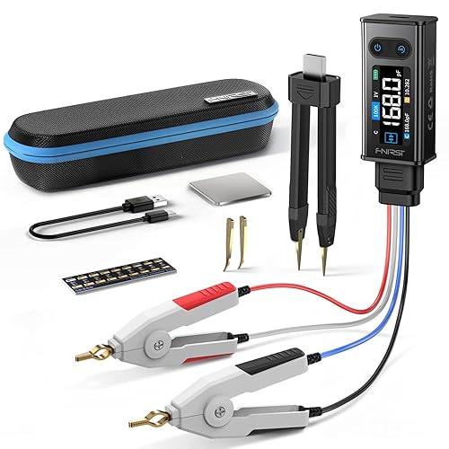 FNIRSI LCR-ST2 100kHz LCR ESR Meter Tweezer, SMD & Through-Hole Component Tester, Auto Sort Compare, Resistor, Inductor, Diode, Capacitor Tester, Measures Voltage & Continuity, Full-Band Scan
