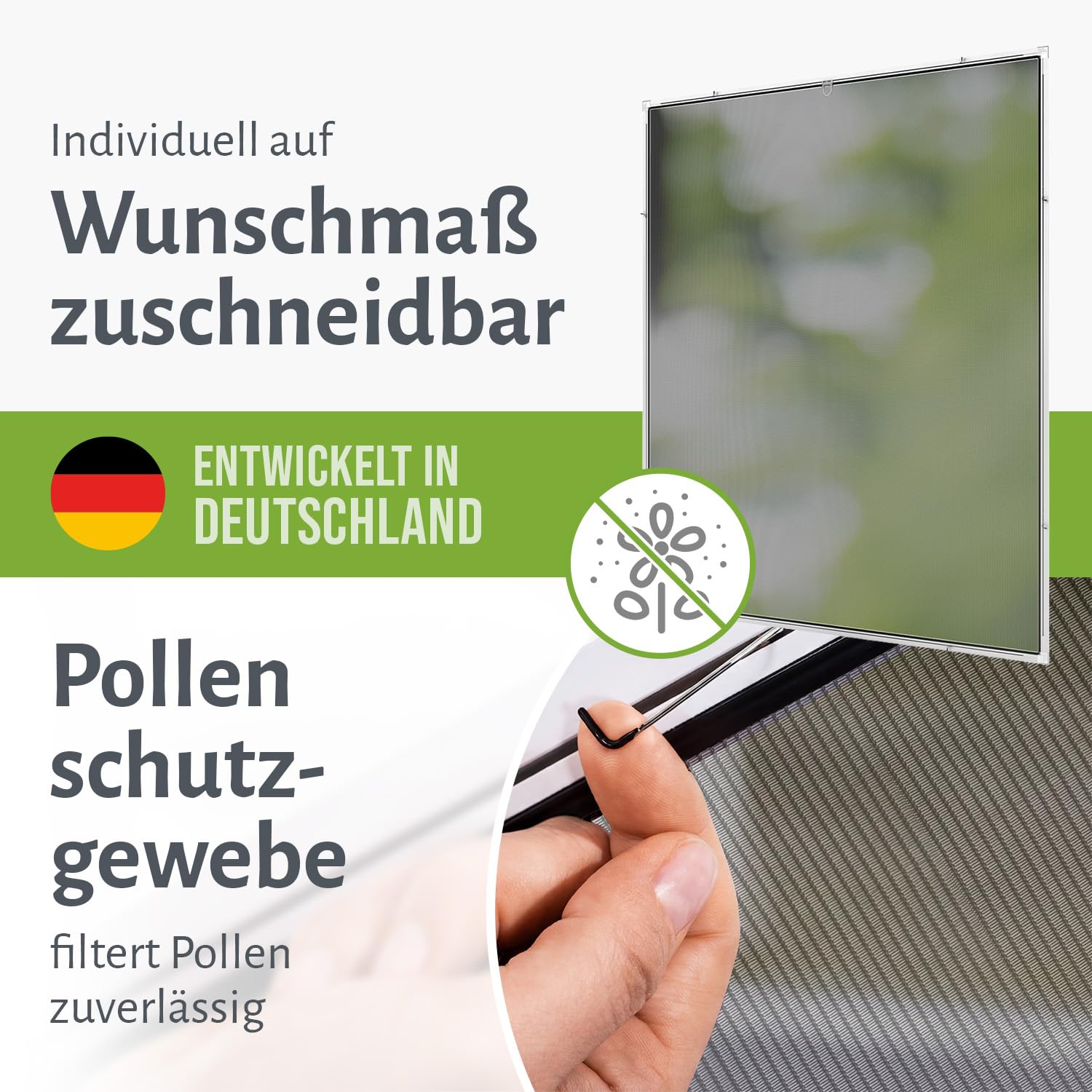 empasa Pollenschutz Fliegengitter Fenster Basic Alurahmen für Allergiker