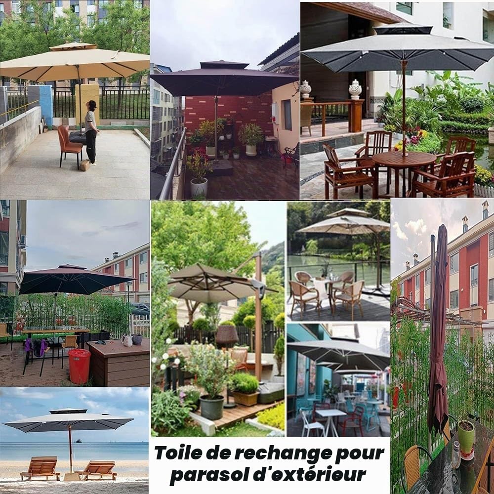 Housse De Rechange pour Parasol Auvent De Rechange 250x250cm 300x300cm Toile De Rechange De Parasol Carré pour Terrasse/Jardin/Piscine, Polyester Anti UV 30+(Khaki,300x300cm(10x10ft))