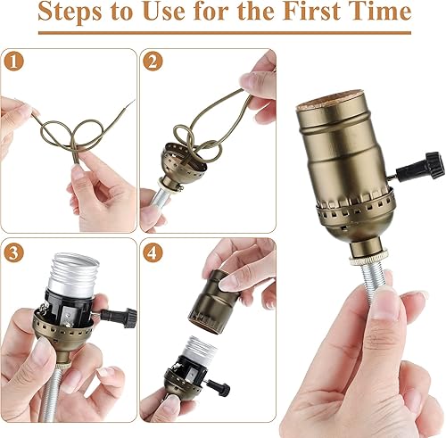 Miniatura 3 de Zonon Juego de 2 piezas de reparación de lámpara de pie, piezas de lámpara con cable de 12 pies y enchufe de 3 vías, juego completo de accesorios