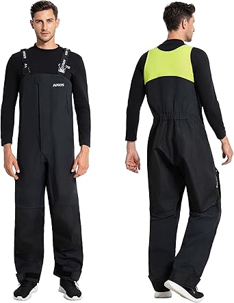 Men's Waterproof Sailing Trousers - Work Trousers with High Waistband, Reinforced Knees & Adjustable Straps for Sailing, Fishing & Outdoor NS-347