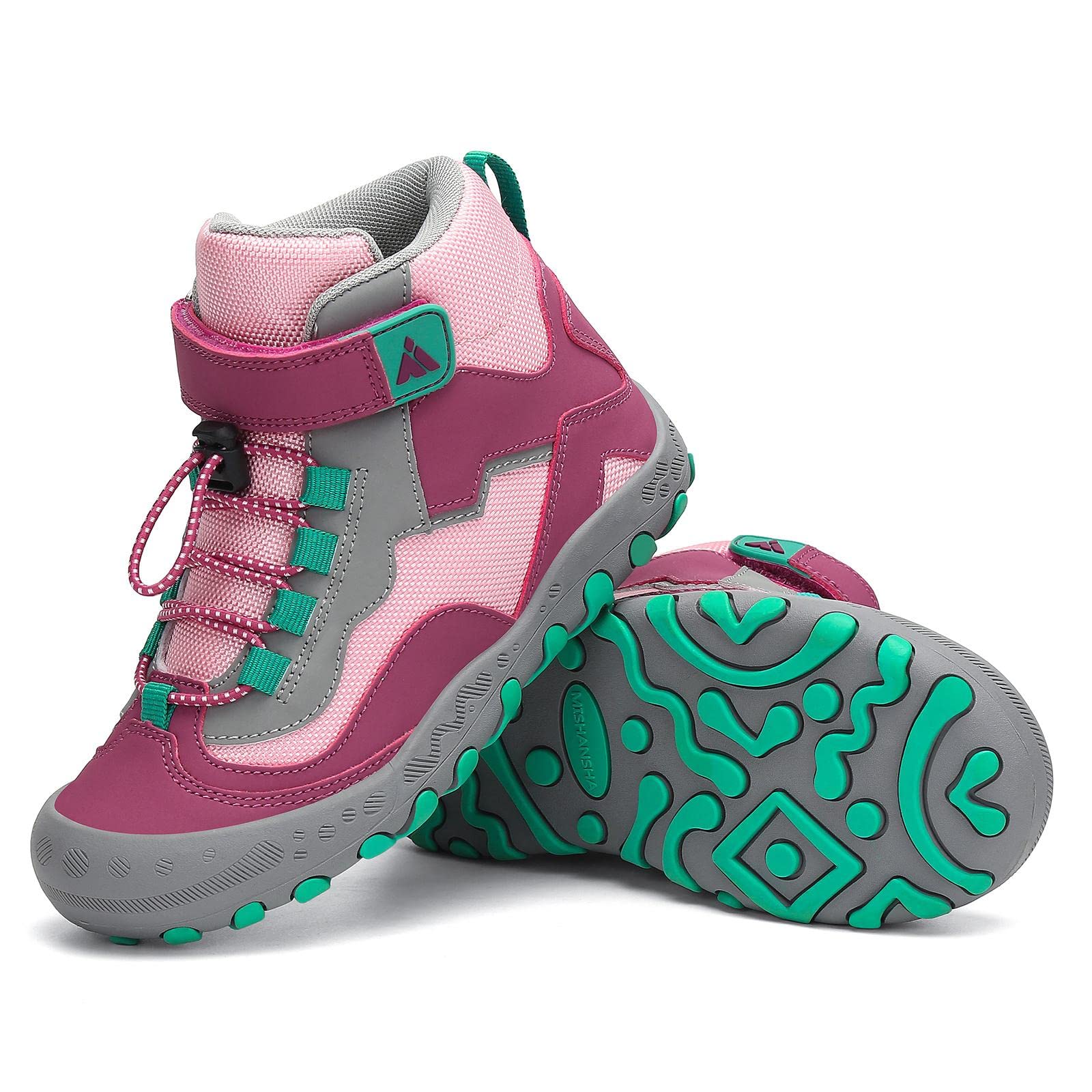 Mishansha Botas de Senderismo Niño Niña Zapatos de Trekking Antideslizante Ligero Zapatillas de Montaña Cómodos Exterior, Rosa Rubor 37 EU