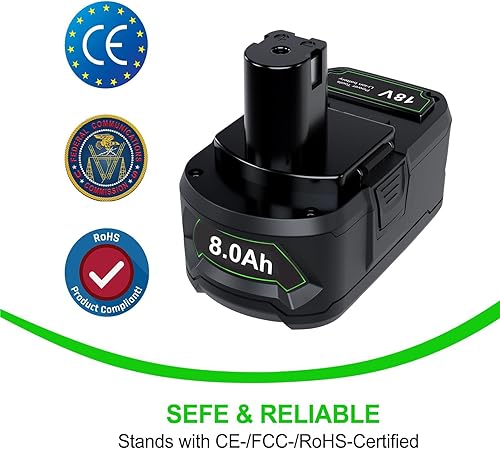 Miniatura 3 de TURPOW New Tech - Batería de litio de 8.0Ah de repuesto para Ryobi de 18 V, compatible con Ryobi 18 Voltios ONE+ Plus P107 P108 P102 P103 P104 P105