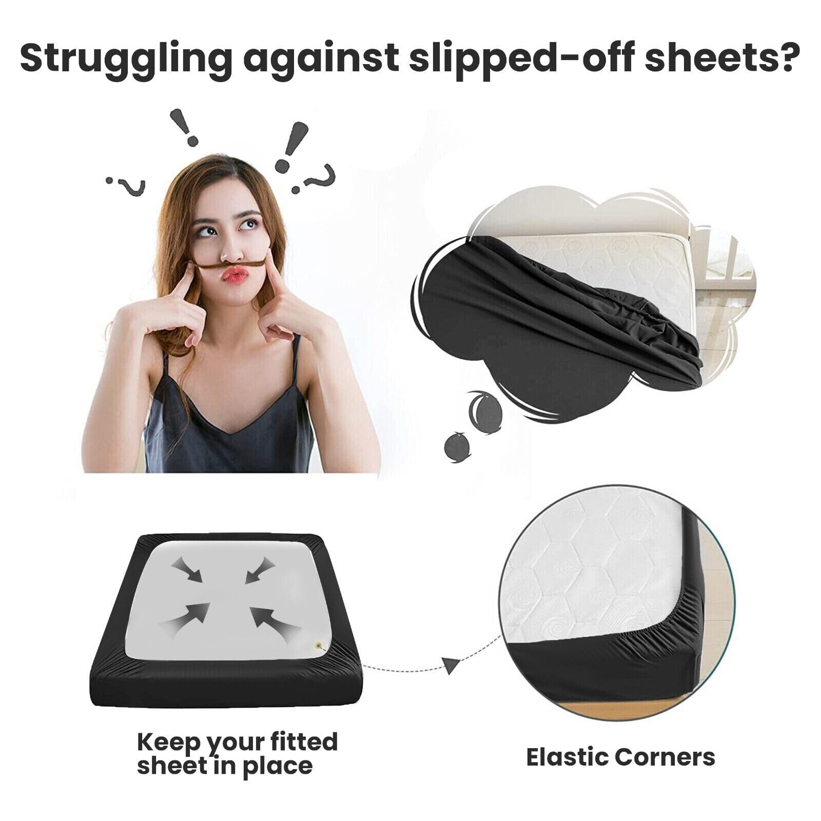 Fitted Sheet, Luxury Comfort of a Set of Two Microfibre Fitted Sheets, Ultra Soft - Image 3