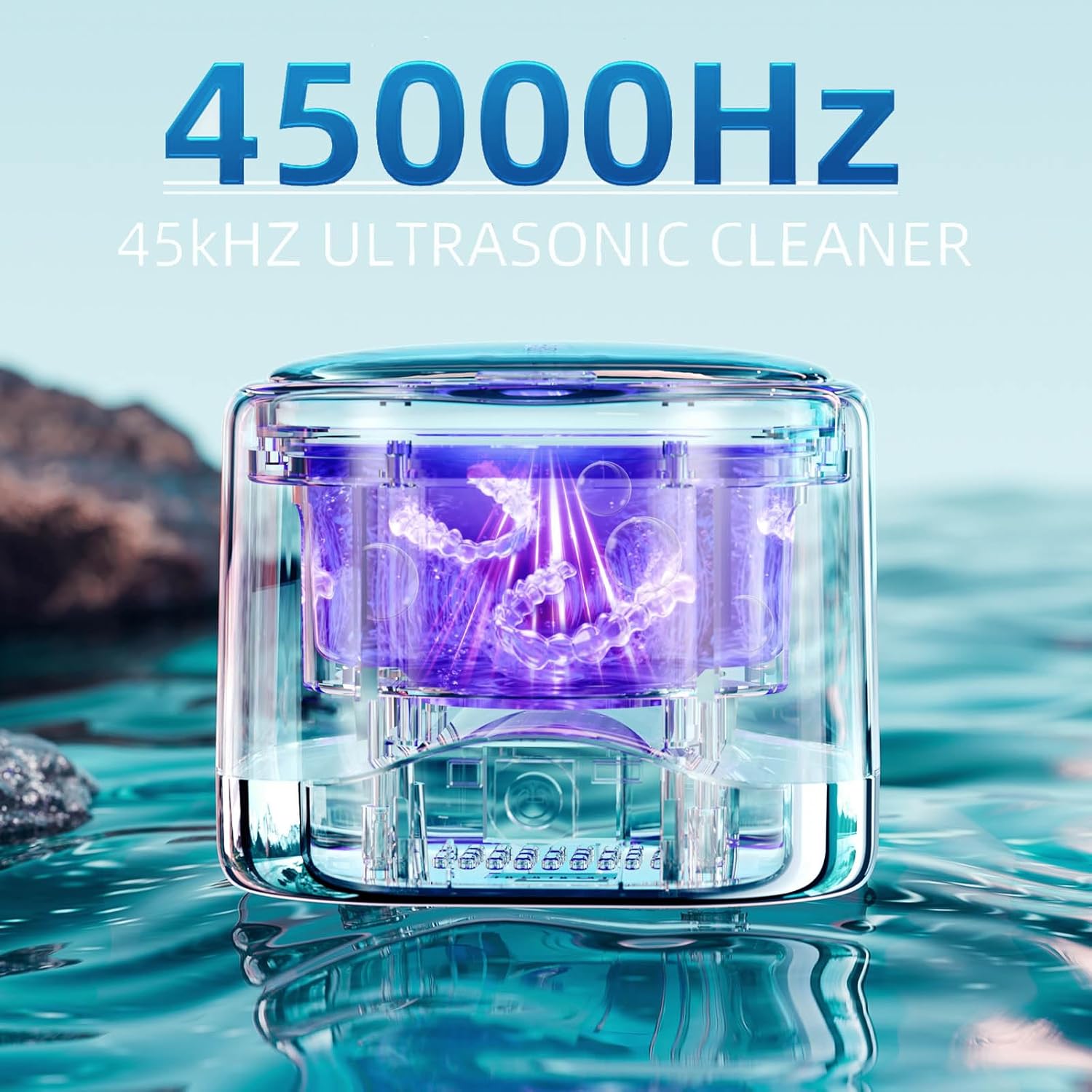 Ultrasonic Retainer Cleaner Machine 45KHz, 230ML Dentures Cleaner Machine with Tablets for Mouth Guards, Aligners, Braces & Jewelry - Image 2