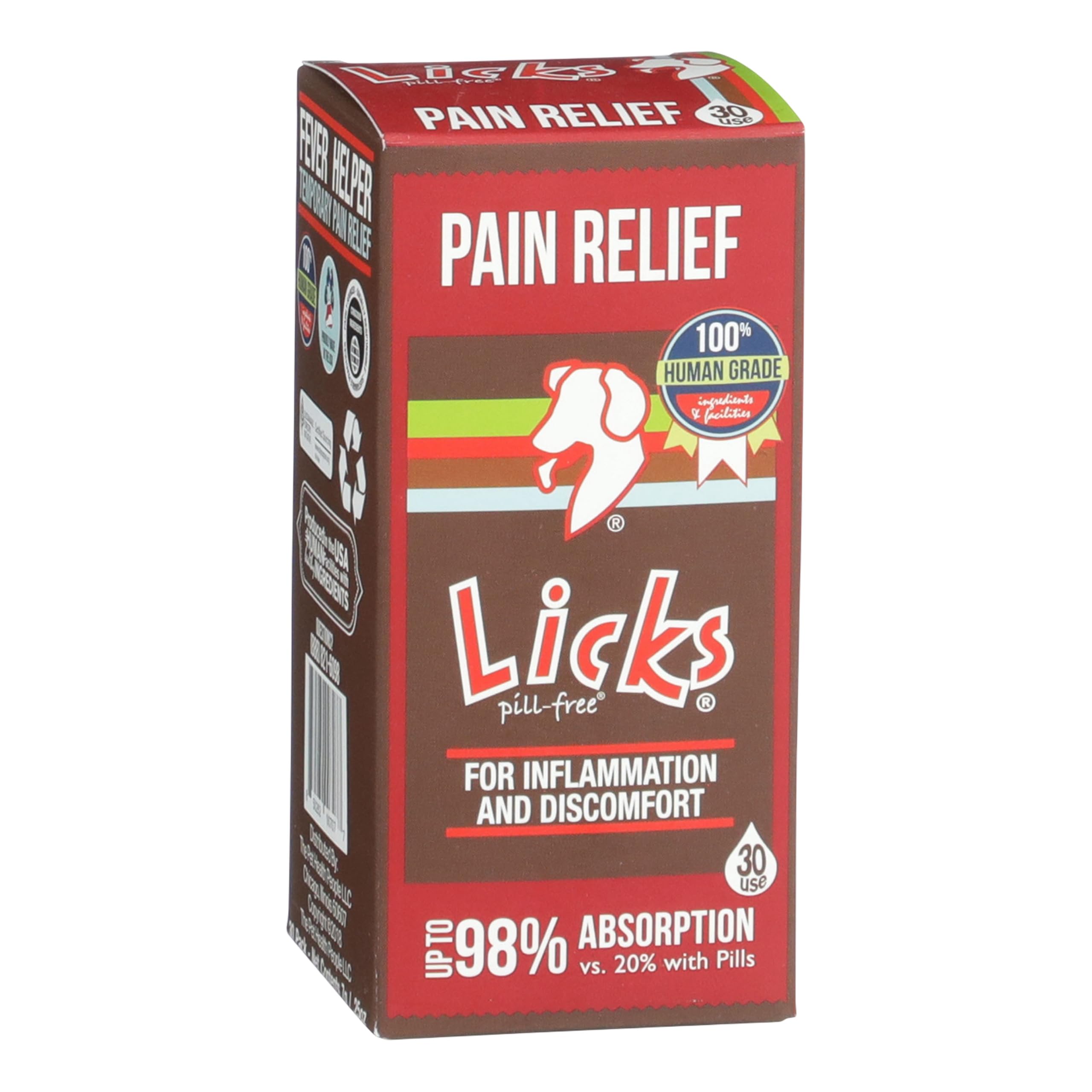 Licks Pill Free Dog Pain Relief - Inflammation Supplement - Pain Relief Supplement for Dogs - Dog Health Supplies - Gel Packets - 30 Use