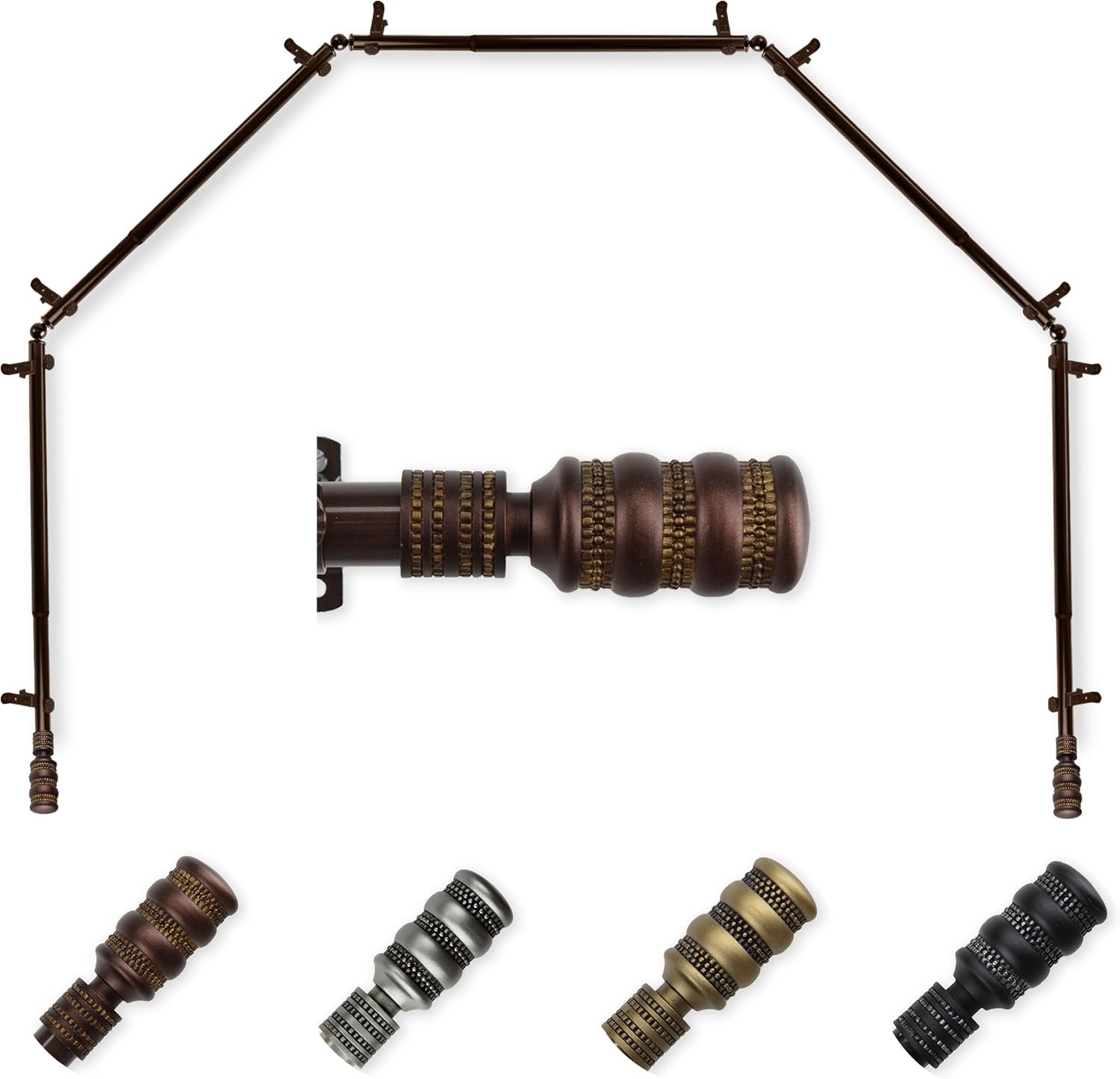 Macaroon 13/16" 5-Sided Bay Window Curtain Rod 28-48" (Each Side) - Satin Nickel