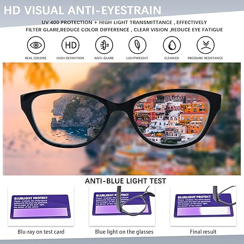 Miniatura 4 de COJWIS Paquete de 5 lentes de lectura para mujer, bloqueo de luz azul, lectores de computadora con bisagra de resorte antifatiga ocular