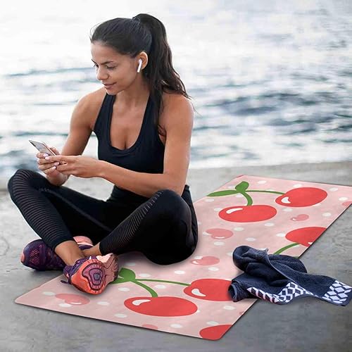 Miniatura 6 de Cherry - Tapete de yoga para mujeres y hombres, 71 x 26 pulgadas, plegable, antideslizante, para pilates, aeróbicos, ejercicios de suelo con bolsa