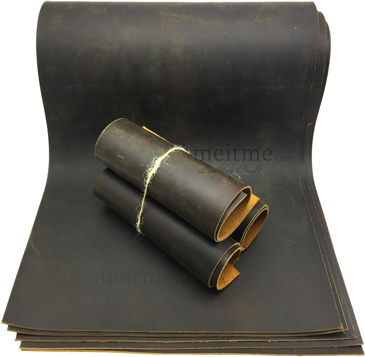 Genuine Thick Cowhide Leather Hide Pieces Leather Scraps Skin Vintage Cow Side Crafts Sheath for DIY Crafting - Brown