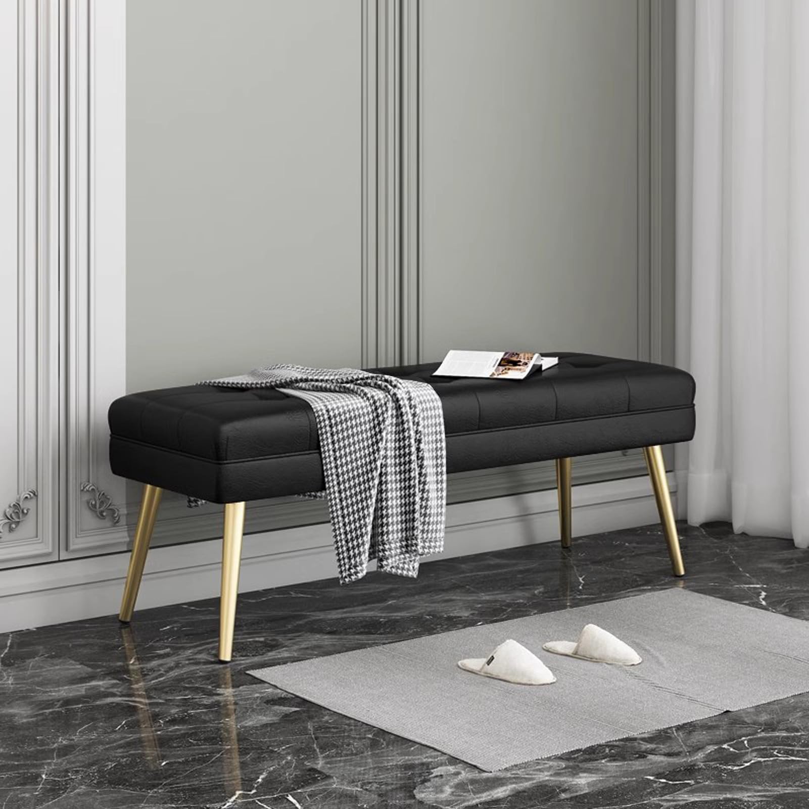 Banc rembourré haut de gamme et assise confortable pour salon ou entrée moderne