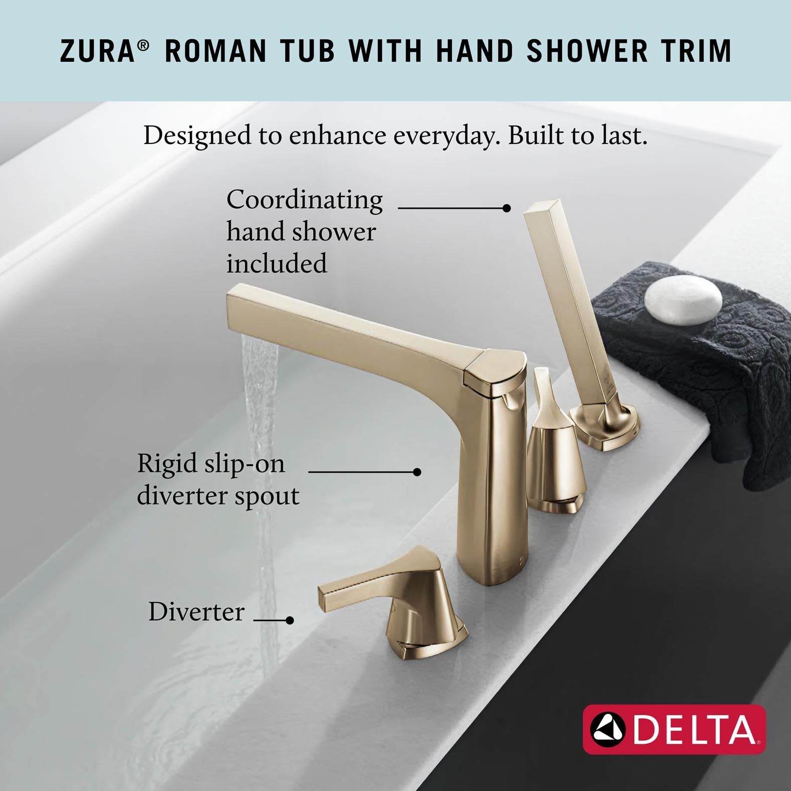 Delta Faucet Zura Roman Tub Trim with Hand Shower - 4-Hole Deck