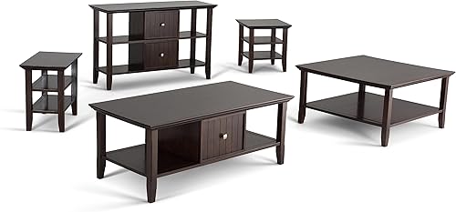 Miniatura 57 de Mesa auxiliar Acadian de Simpli Home, Madera Negro -,Marrón castaño,Azul costero envejecido,Distressed Grey,Casa de campo café,casa de campo