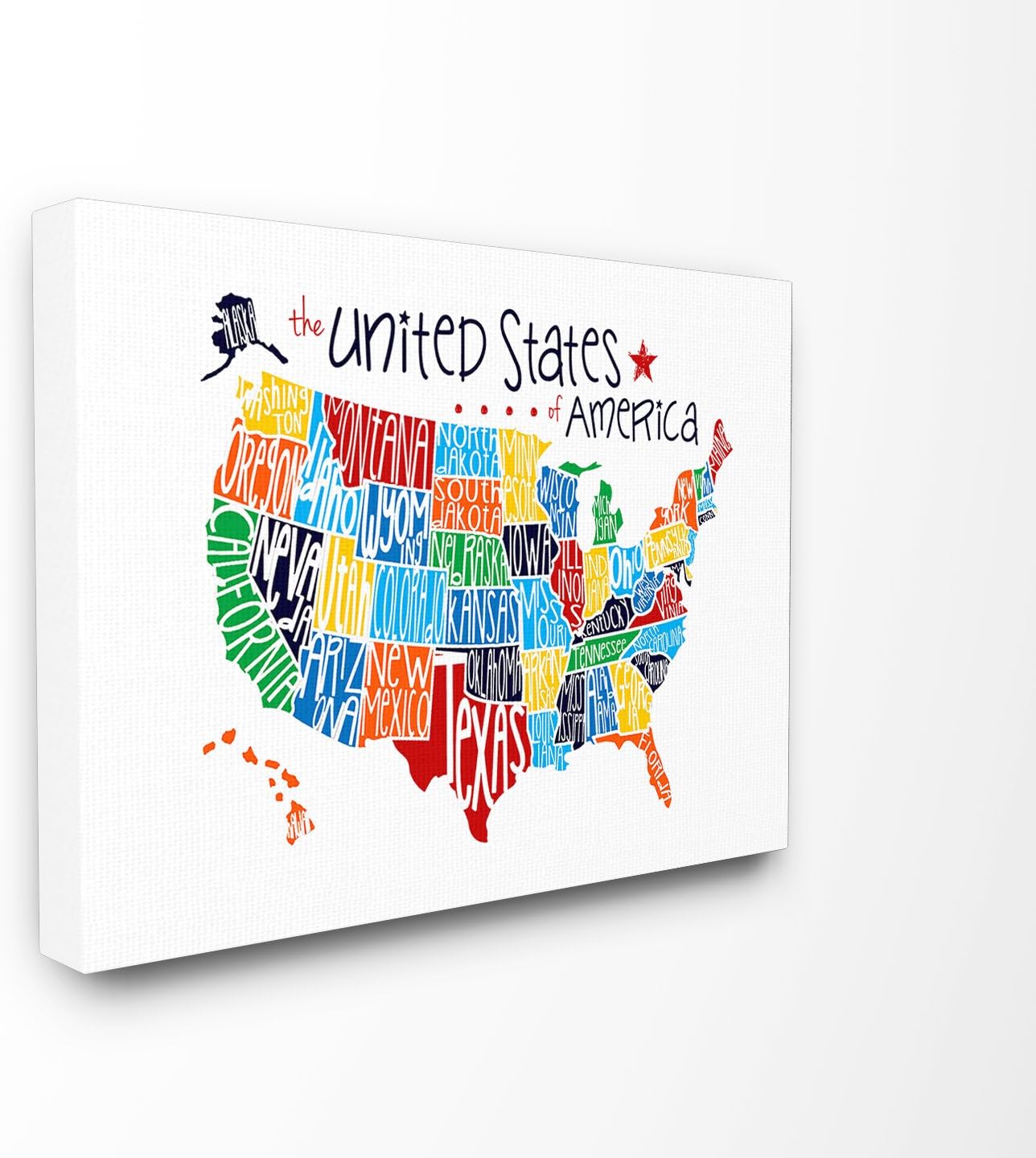 The Kids Room by Stupell Use Rainbow Typography Map On White Background, 30x40