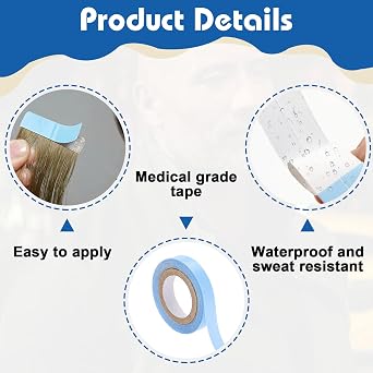 2 PCS Wig Tape Double Sided Extra Strong, 0.8 CM * 3 Yards Hair System Tape Lace Front, Blue Wig Tapee for Extensions with Great Stickiness