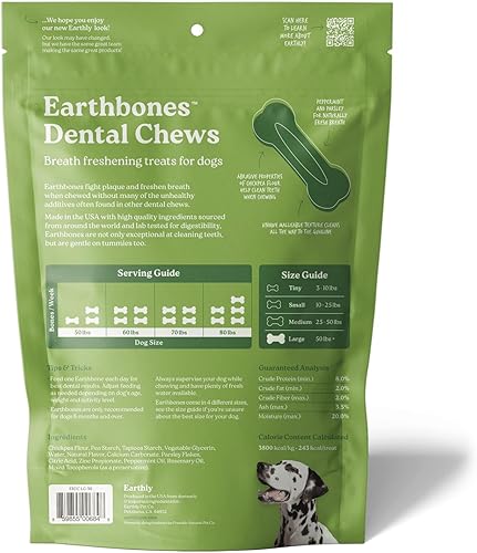 Miniatura 9 de Earthbones - Masticables dentales para perros de 3 a 10 libras, 30 huesos