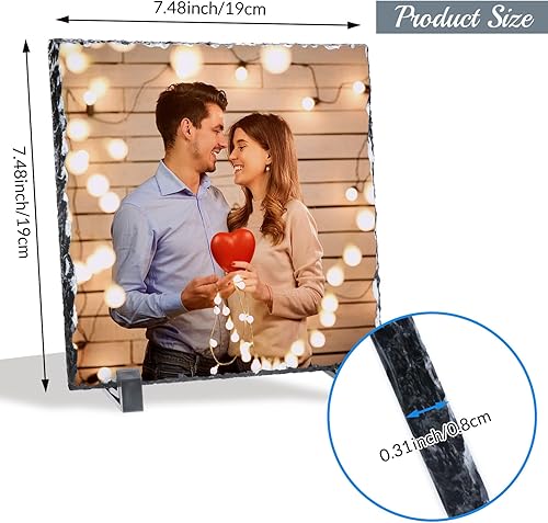 Miniatura 3 de Hapelf Marco de piedra personalizado para fotos personalizadas, marcos de placa de pizarra de roca, regalos personalizados para bodas, familiares,